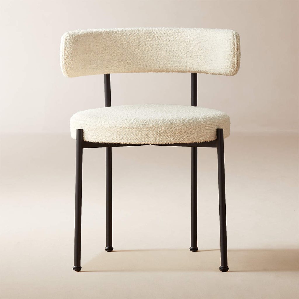 INESSE BOUCLE IVORY DINING CHAIR - Alisarch