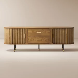 Rolf Oval Wood TV Stand, 70"