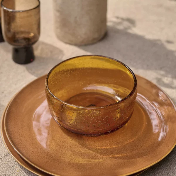 Elsbeth Glass Bowl, Amber