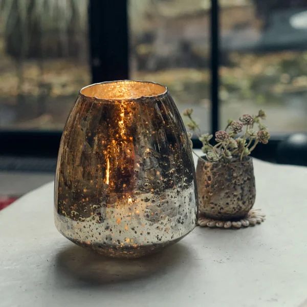 Mercury Glass Candle Holder - Image 3