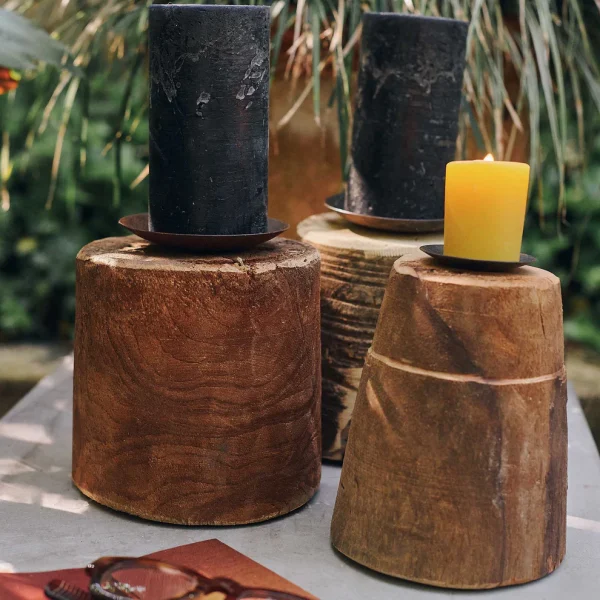 Oria Wooden Candle Holders - Set of 3 - Image 4