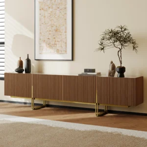 Grovyn 95" Sintered Stone Top Fluted TV Stand with Storage