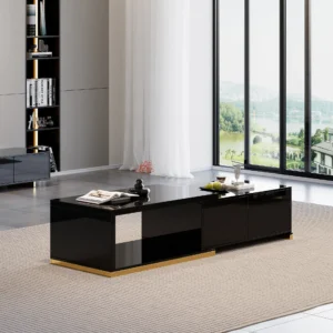 Mordelle Rectangle Extendable Glossy Coffee Table(39" -71")